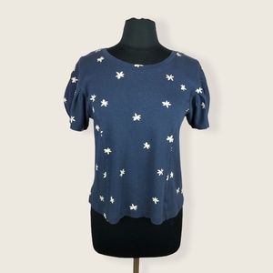 Postcard by Anthropologie Floral Blouse Blue Small